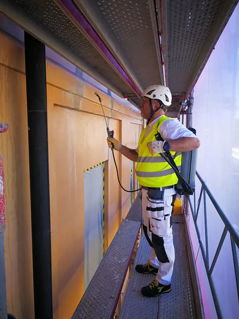 Renoveriong av putsfasad i Stokholm