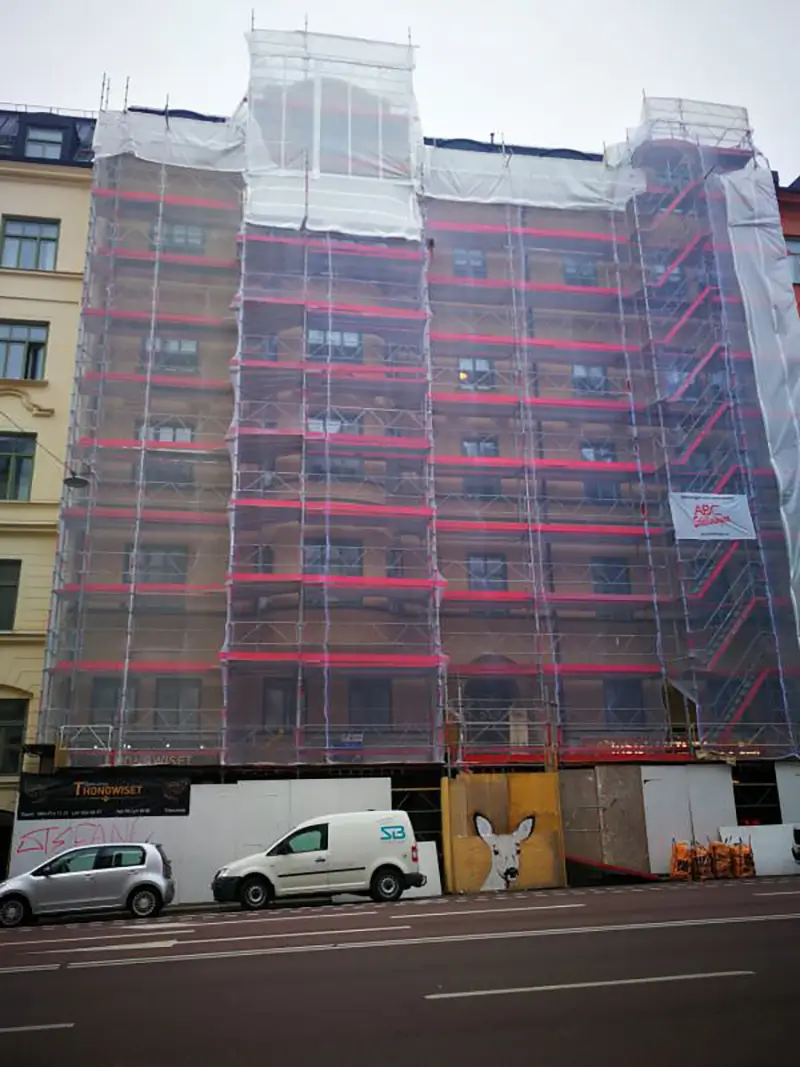 Renoveriong av putsfasad i Stokholm